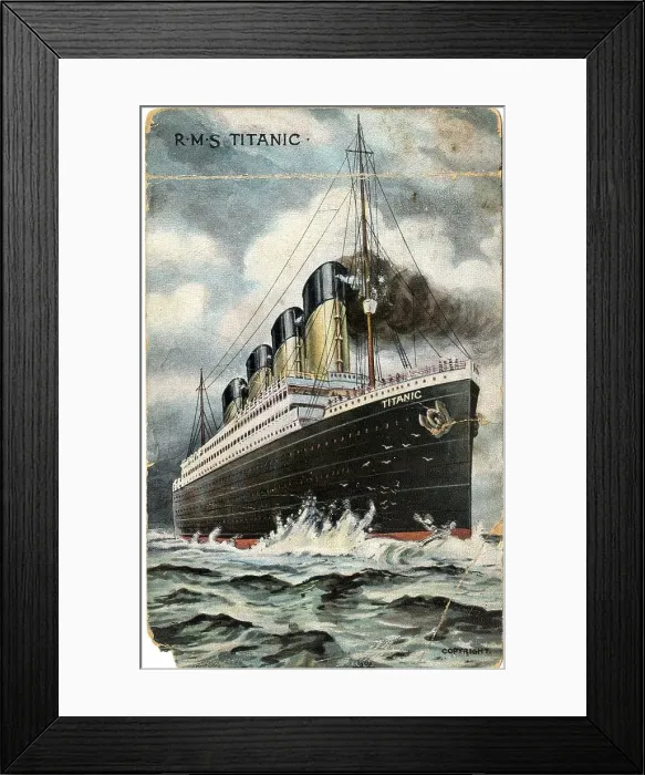 Framed Print : White Star Line, RMS Titanic - postcard Framed Print : White Star Line, RMS Titanic - postcard