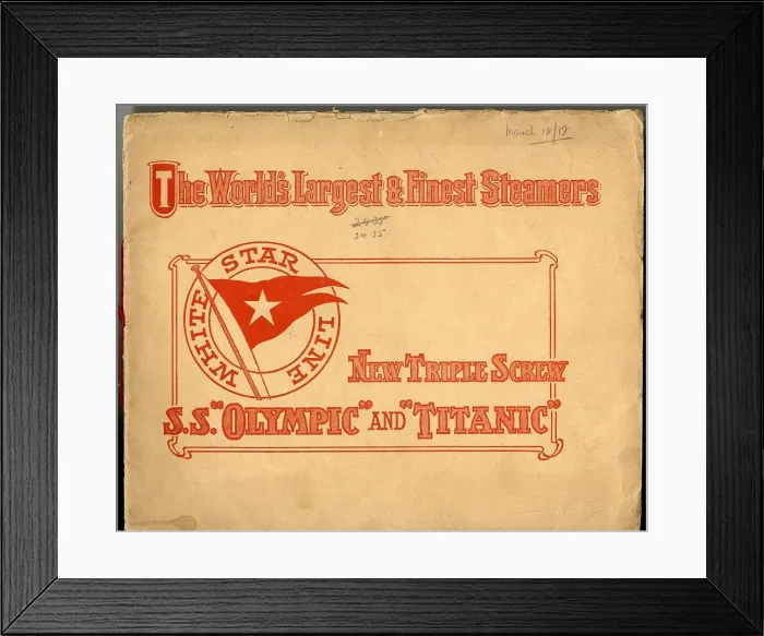 Framed Print : White Star Line, Olympic and Titanic, brochure cover Framed Print : White Star Line, Olympic and Titanic, brochure cover