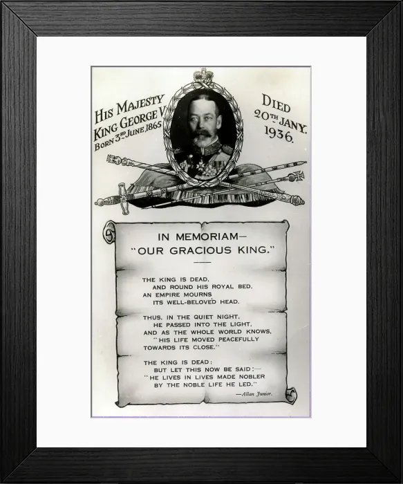 Framed Print : In Memoriam postcard - King George V Framed Print : In Memoriam postcard - King George V