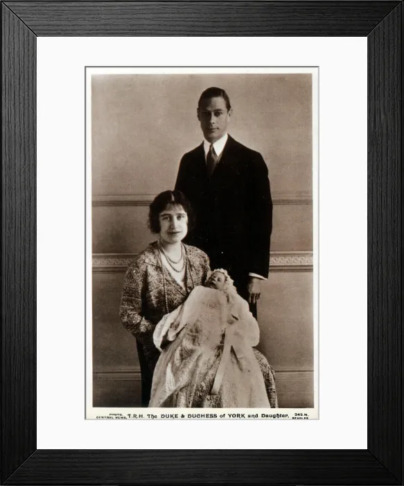Framed Print : Duke and Duchess of York with Baby Princess Elizabeth Framed Print : Duke and Duchess of York with Baby Princess Elizabeth
