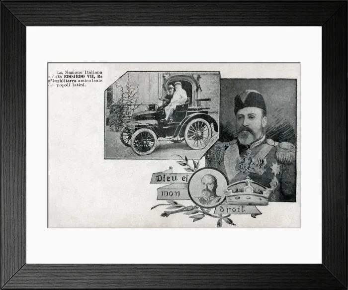 Framed Print : Itaian postcard praising Kind Edward VII Framed Print : Itaian postcard praising Kind Edward VII