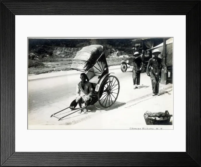 Framed Print : Chinese Rickshaw Boy taking a rest - Hong Kong Framed Print : Chinese Rickshaw Boy taking a rest - Hong Kong