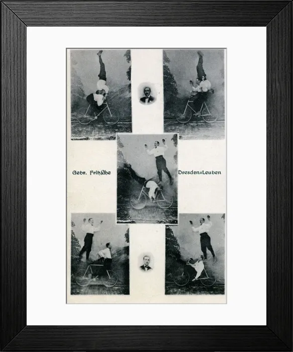 Framed Print : The Fritzsche brothers - German Bicycle Acrobats