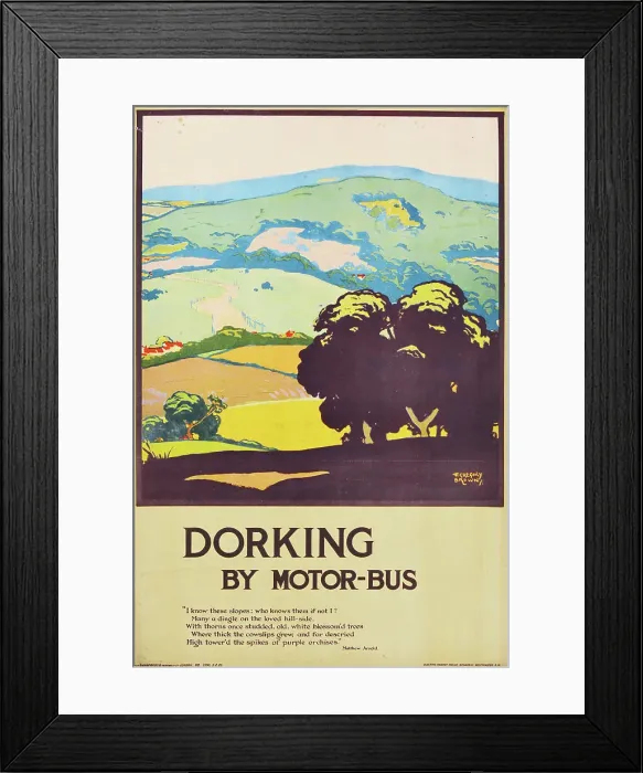 Framed Print : Dorking. A London general omnibus company poster for Hatfield, designed by F Gregory Brown Framed Print : Dorking. A London general omnibus company poster for Hatfield, designed by F Gregory Brown