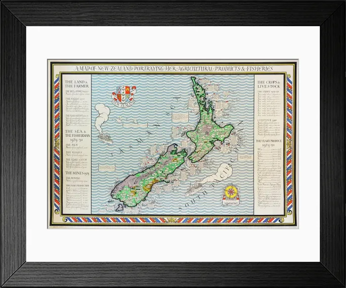 Framed Print : A Map of New Zealand Framed Print : A Map of New Zealand