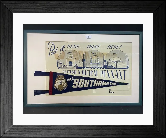 Framed Print : HMS Southampton, British nautical pennant, framed Framed Print : HMS Southampton, British nautical pennant, framed