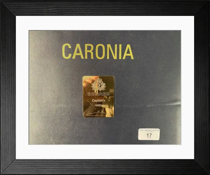 Framed Print : Cunard Line, RMS Caronia - folder cover, Captain's Copy Framed Print : Cunard Line, RMS Caronia - folder cover, Captain's Copy
