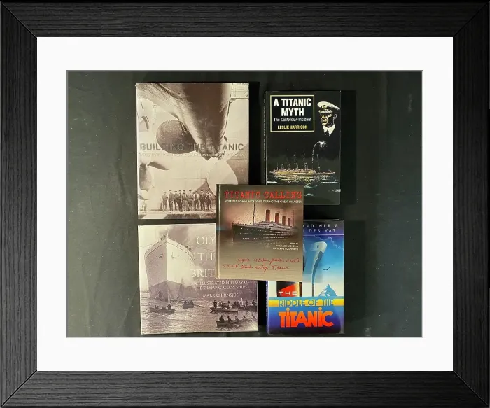 Framed Print : White Star Line, RMS Titanic - five book covers Framed Print : White Star Line, RMS Titanic - five book covers