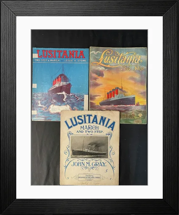 Framed Print : RMS Lusitania - three sheet music covers Framed Print : RMS Lusitania - three sheet music covers