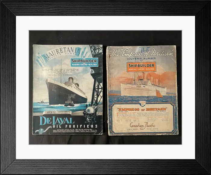 Framed Print : Mauretania and Empress of Britain - Shipbuilder magazines Framed Print : Mauretania and Empress of Britain - Shipbuilder magazines