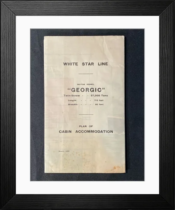 Framed Print : White Star Line, MV Georgic - cabin accommodation Framed Print : White Star Line, MV Georgic - cabin accommodation