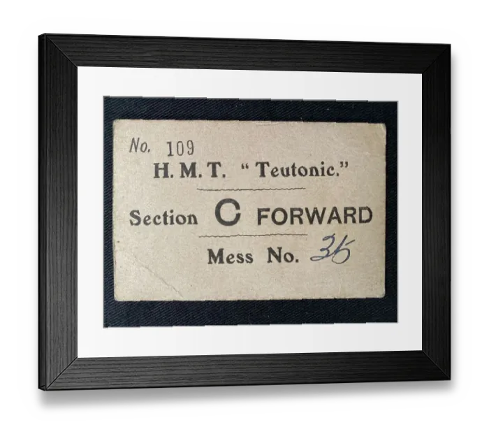 Framed Print : White Star Line, HMT Teutonic - mess card Framed Print : White Star Line, HMT Teutonic - mess card
