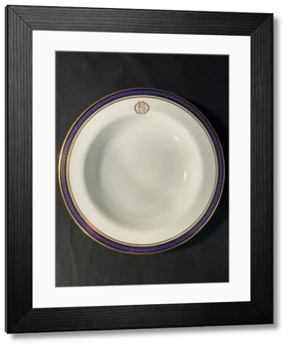 Framed Print : White Star Line - Copeland Spode blue and white soup bowl