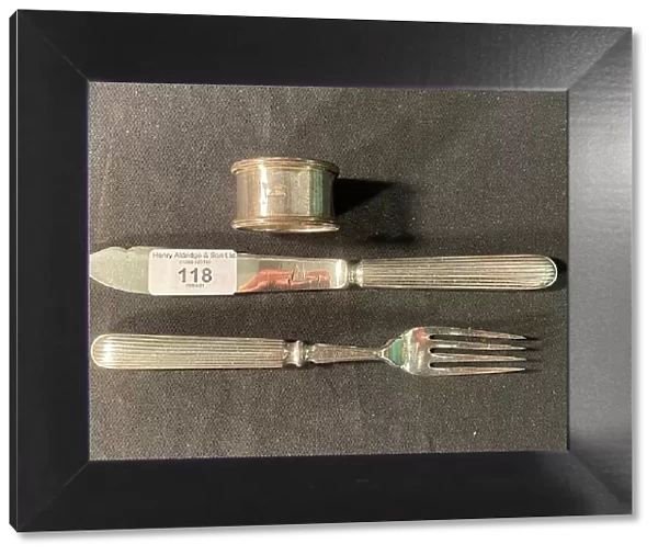 White Star Line - Elkington plate cutlery and napkin ring