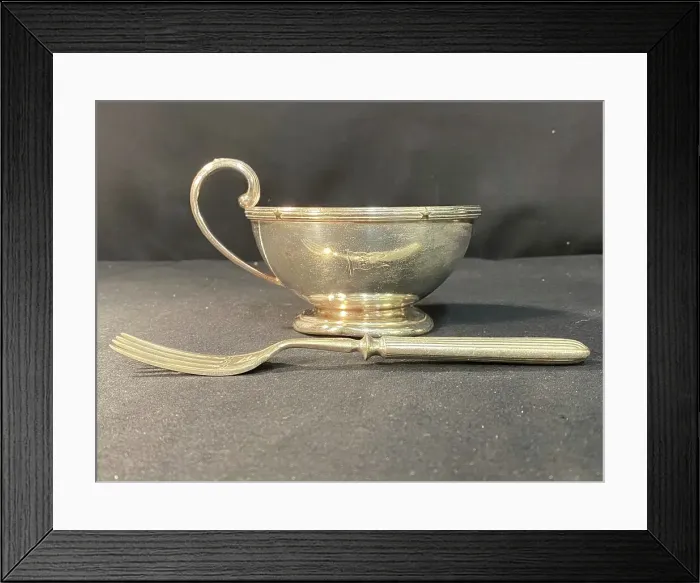 Framed Print : White Star Line - Elkington plate ice cream dish, fork Framed Print : White Star Line - Elkington plate ice cream dish, fork