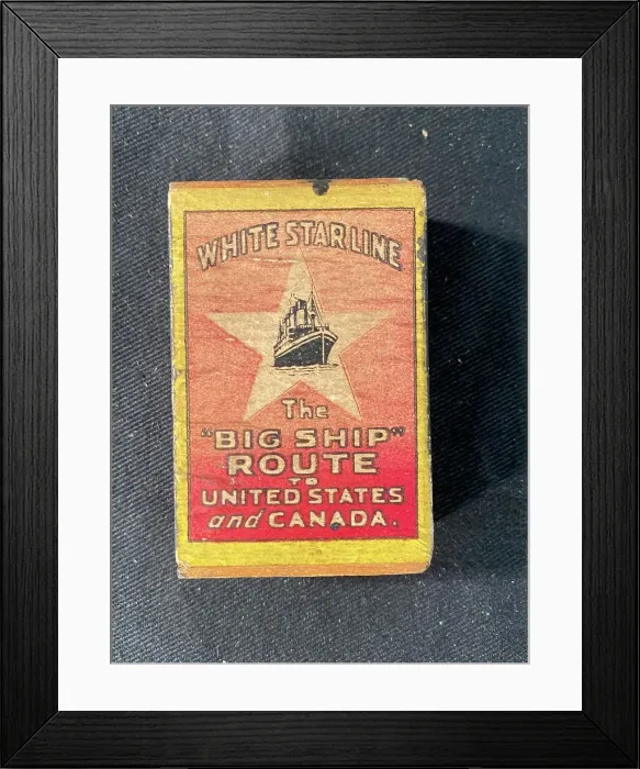 Framed Print : White Star Line, RMS Olympic - Big Ship matchbox Framed Print : White Star Line, RMS Olympic - Big Ship matchbox