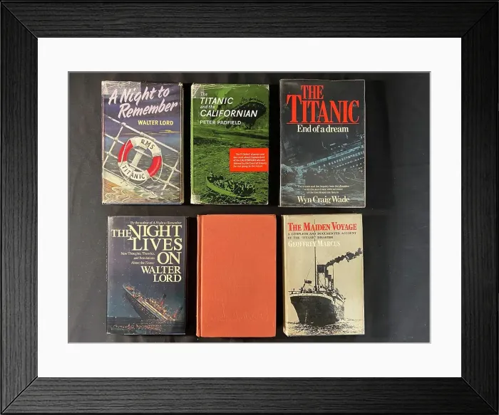 Framed Print : White Star Line, RMS Titanic - six books Framed Print : White Star Line, RMS Titanic - six books