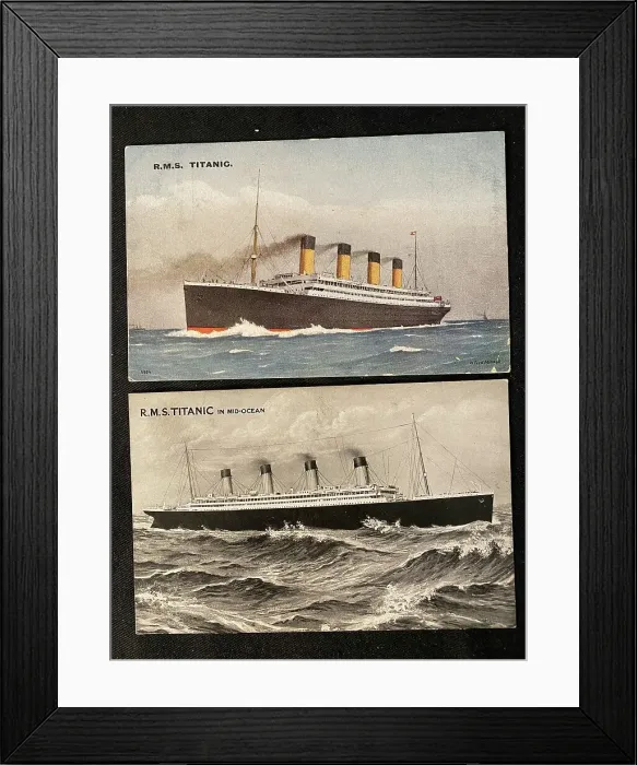 Framed Print : White Star Line, RMS Titanic - two postcards Framed Print : White Star Line, RMS Titanic - two postcards