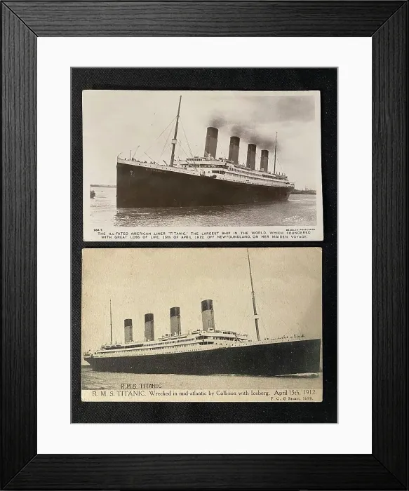 Framed Print : White Star Line, RMS Titanic - two postcards Framed Print : White Star Line, RMS Titanic - two postcards
