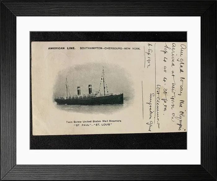 Framed Print : American Line, St Paul, St Louis - postcard Framed Print : American Line, St Paul, St Louis - postcard