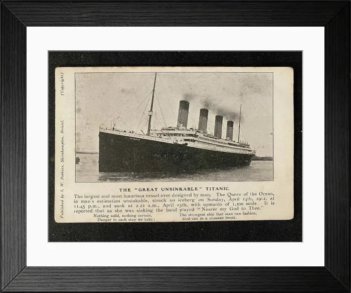Framed Print : White Star Line, RMS Titanic - postcard Framed Print : White Star Line, RMS Titanic - postcard