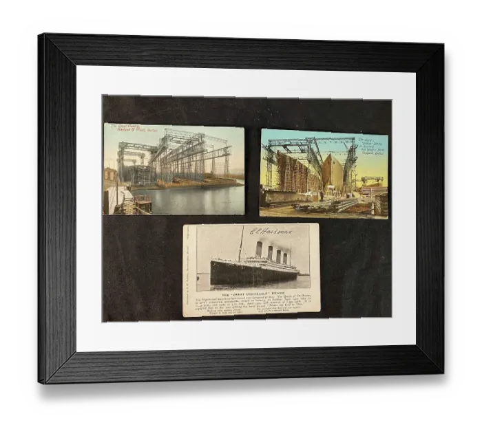 Framed Print : White Star Line, Olympic and Titanic - three postcards Framed Print : White Star Line, Olympic and Titanic - three postcards