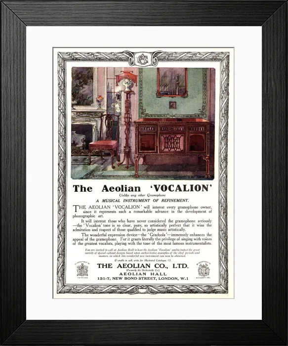 Framed Print : The Aeolian Vocalion Advertisement Framed Print : The Aeolian Vocalion Advertisement
