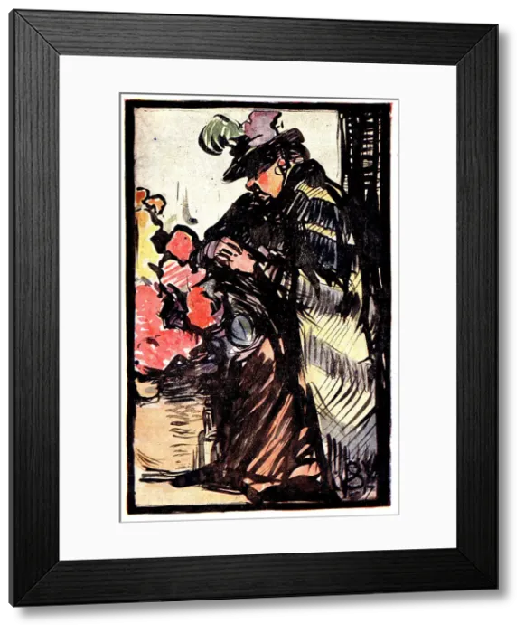 Framed Print : Black Cloaked Woman Framed Print : Black Cloaked Woman