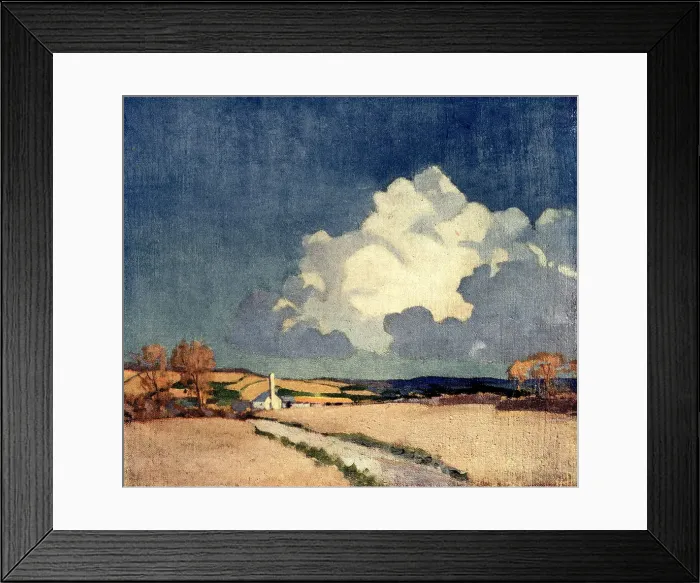 Framed Print : Landscape. A landscape oil painting of a narrow road, sided with broad grasslands, Framed Print : Landscape. A landscape oil painting of a narrow road, sided with broad grasslands,
