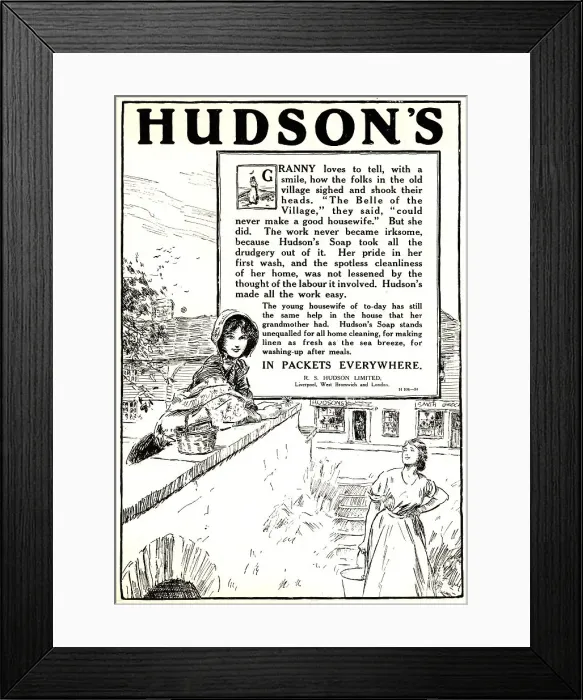 Framed Print : Hudson's Soap Advertisement Framed Print : Hudson's Soap Advertisement