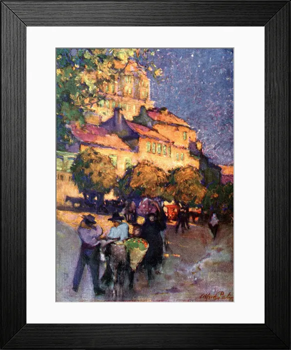 Framed Print : Evening Town Scene Framed Print : Evening Town Scene