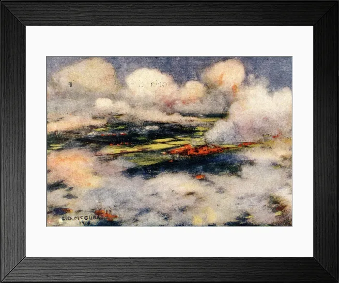 Framed Print : Clouds. An aerial view of broad, British countryside of patchy fields, concealed partly Framed Print : Clouds. An aerial view of broad, British countryside of patchy fields, concealed partly