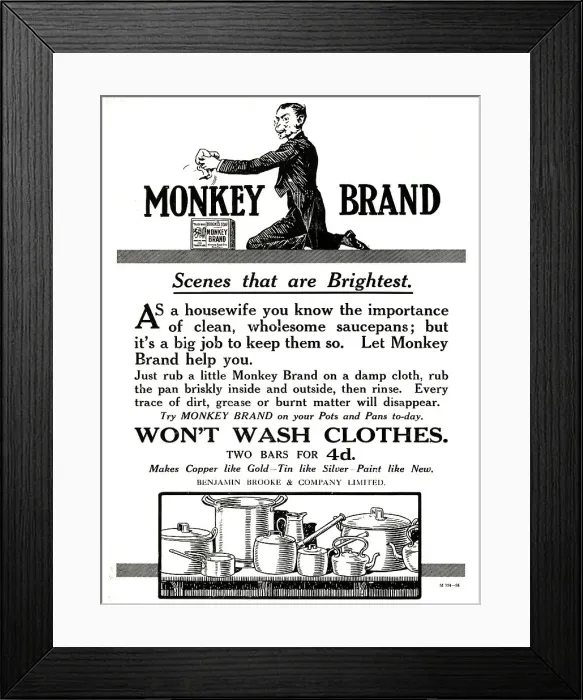 Framed Print : Monkey Brand Advertisement Framed Print : Monkey Brand Advertisement