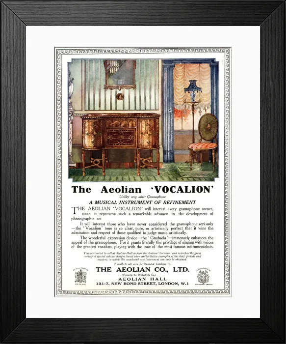 Framed Print : The Aeolian Vocalion Advertisement Framed Print : The Aeolian Vocalion Advertisement