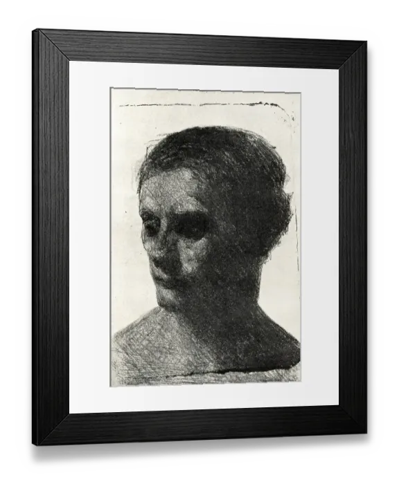 Framed Print : Pegler. A portrait sketch of an unknown woman's head, with a stern expression Framed Print : Pegler. A portrait sketch of an unknown woman's head, with a stern expression