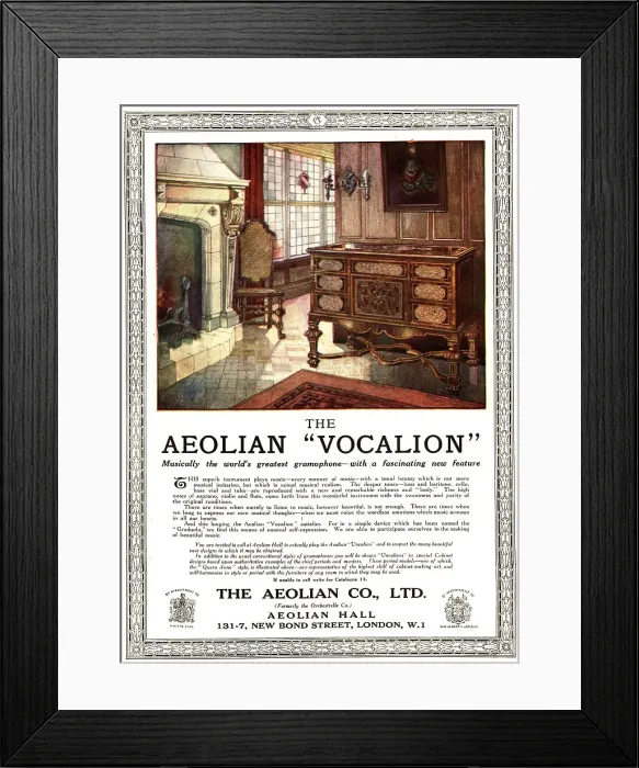 Framed Print : The Aeolian Vocalion Advertisement Framed Print : The Aeolian Vocalion Advertisement