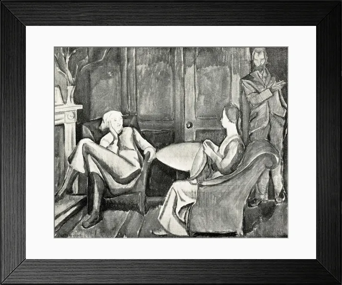 Framed Print : Natasha. This artwork shows two women in conversation Framed Print : Natasha. This artwork shows two women in conversation