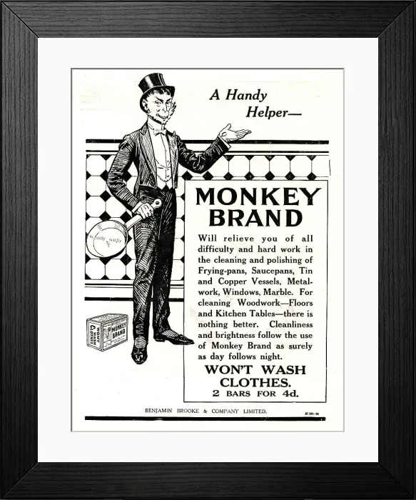 Framed Print : Monkey Brand Advertisement Framed Print : Monkey Brand Advertisement