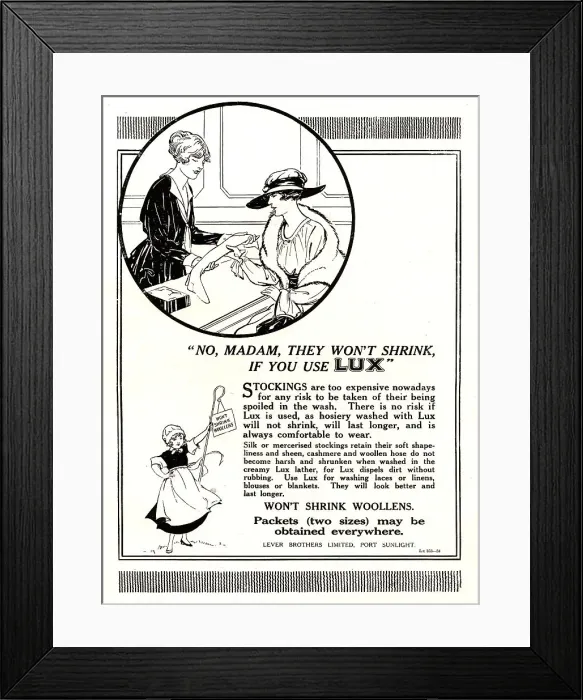 Framed Print : Lever Brothers Lux Advertisement Framed Print : Lever Brothers Lux Advertisement