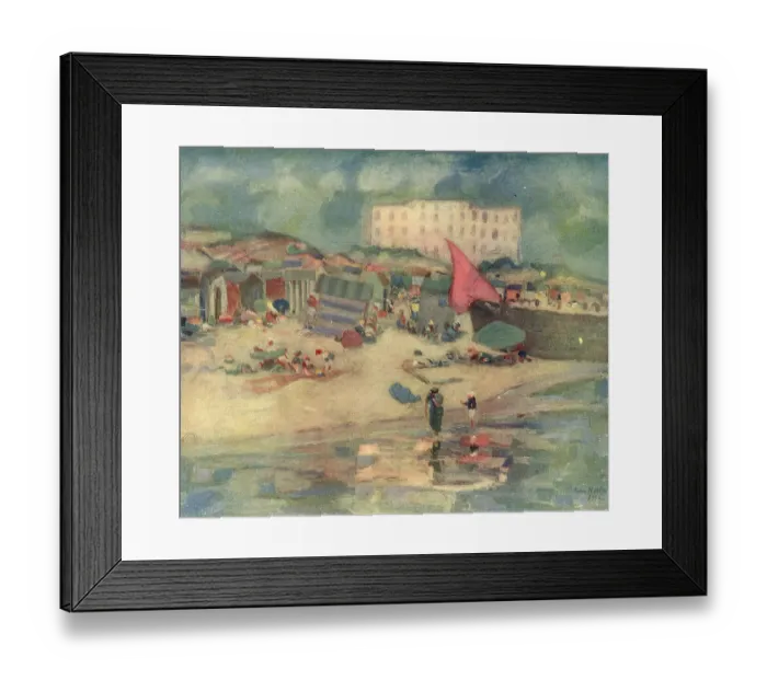 Framed Print : La Plage. An oil painting of a French seaside scene Framed Print : La Plage. An oil painting of a French seaside scene