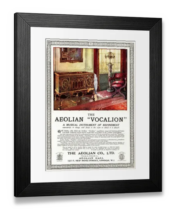 Framed Print : The Aeolian Vocalion Advertisement Framed Print : The Aeolian Vocalion Advertisement