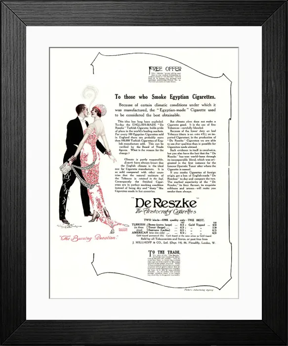 Framed Print : De Reszke Advertisement Framed Print : De Reszke Advertisement