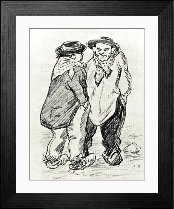 Framed Print : Slack Men. A sketch of two slack looking men, wearing baggy clothes Framed Print : Slack Men. A sketch of two slack looking men, wearing baggy clothes