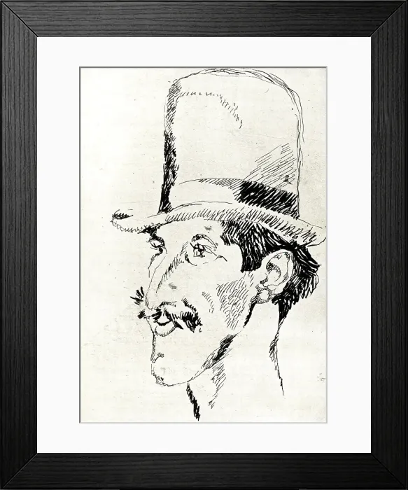 Framed Print : Top Hat. A portrait drawing of a smiling gentleman wearing a top hat Framed Print : Top Hat. A portrait drawing of a smiling gentleman wearing a top hat