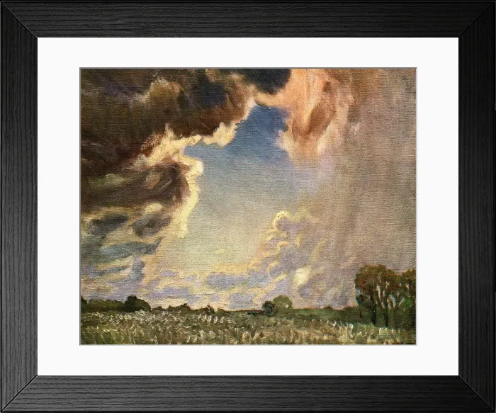 Framed Print : Landscape. A landscape painting of a British countryside of broad Framed Print : Landscape. A landscape painting of a British countryside of broad