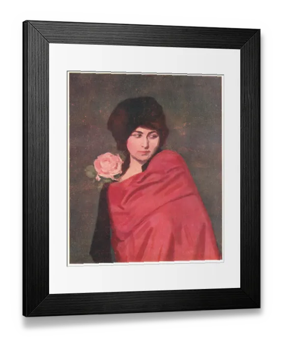 Framed Print : Rozinka. A portrait painting of a sly looking woman Framed Print : Rozinka. A portrait painting of a sly looking woman