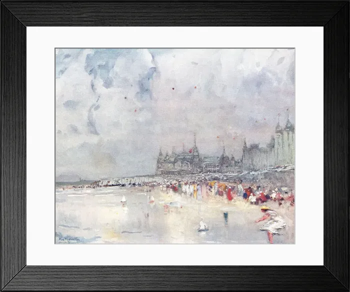 Framed Print : Ostende. This painting shows a heavily populated beach in Ostend Framed Print : Ostende. This painting shows a heavily populated beach in Ostend