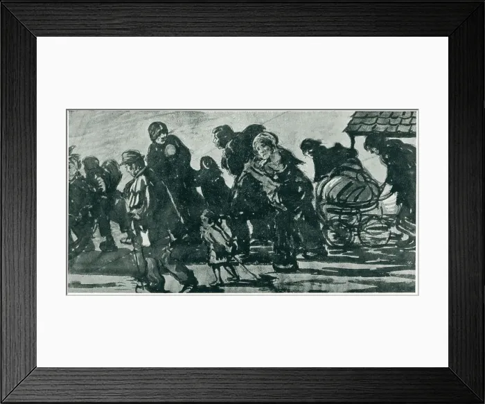 Framed Print : Windy Day. An illustration showing a procession of people Framed Print : Windy Day. An illustration showing a procession of people
