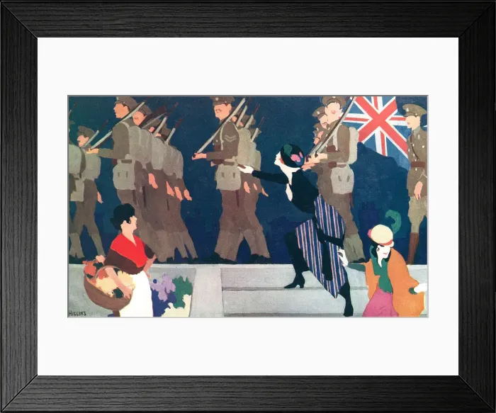 Framed Print : Tipperary. A poster design showing a band of marching soldiers in uniform Framed Print : Tipperary. A poster design showing a band of marching soldiers in uniform