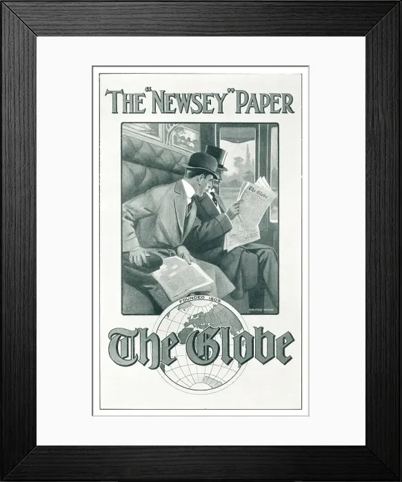 Framed Print : The Globe Newspaper Advertisement Framed Print : The Globe Newspaper Advertisement